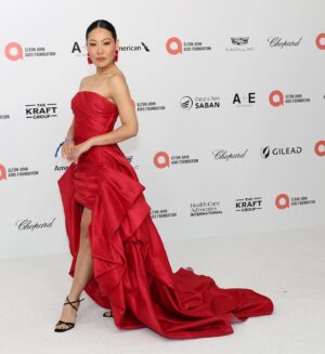Nicole Kang Instagram - OSCARS 2024 ✨✨✨
Thank you @ejaf for hosting me and my tribe. 
It was truly such a crazy day. 
I just cannot believe the amount of gorgeous human beings I am lucky enough to lean on, to call, to dance at the function with…♥️
If we’ve crossed paths, thank you for holding the door open for me, big ass train and all

Thank you to #ejafoscars
@ejaf in your fight to end the AIDS epidemic 
Thanks to our hosts with the most 
@eltonjohn 
@davidfurnish 
@nph 
@dbelicious 
#tiffanyhaddish
