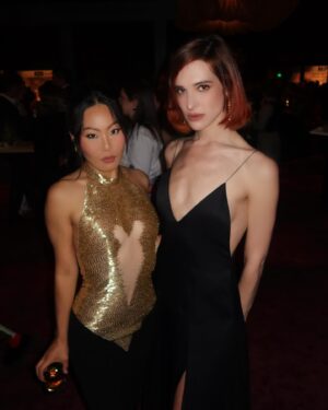Nicole Kang Instagram - Really and truly. I am inspired. I am grateful. Kept looking around all night like 🤯 
Thank you @mptf for a beautiful night before the Oscars 
And the TEAM that makes it happen for me 
@anatanaka 
MUP @linamourey 
Hair @grahamnation 
Wearing: @dolongofficial 
@sterlingforever 
@camillagabrieli 
@simitri.shop