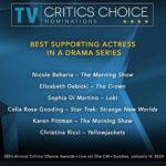 Nicole Beharie Instagram – Wowza!  @themorningshow @appletv @criticschoice  Thank You!!!!!!🤯 
Oh yeah. Have you been watching???….catch up! Check it out🤍…pls😉#themorningshow on Appletv.  The honor of sharing the screen with THIS CAST, the honor of being on the show… now this?! @stoudtwrites @mimi.leder ❤️❤️❤️