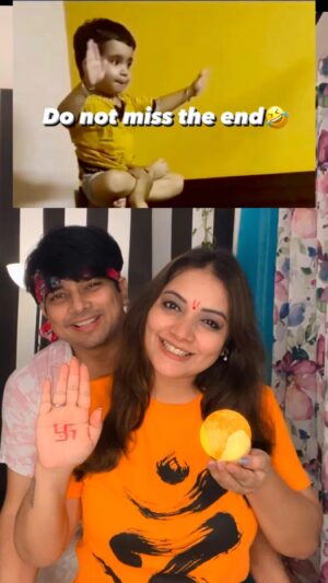 Nidhi Uttam Instagram - Visarjan time!
Had to recreate this cute Ganpati 
So excited for his own visarjan✨🙃 
Ganpati Bappa Morya
Agle baras tu jaldi aa♥️