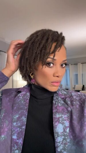 Nika King Instagram - 8 months loc’d and I’m loving it 

💫 Suit @channelguice 
💫Makeup @q_paints 
💫hair: me
.
#starterlocs #locs #natural #hair #press #possumtrot #thecolorpurple #movie