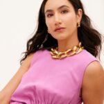 Nikohl Boosheri Instagram - I rarely ever wear color but I couldn’t help but fall in love with this vibrant pink dress by @lelarose. Thank you to fellow Canadian @kelsey_hale for these shots! Styled here by the genius @nataliehoseltonstyle and glam by incredible ladies @jentioseco & @thesophiaporter 💖