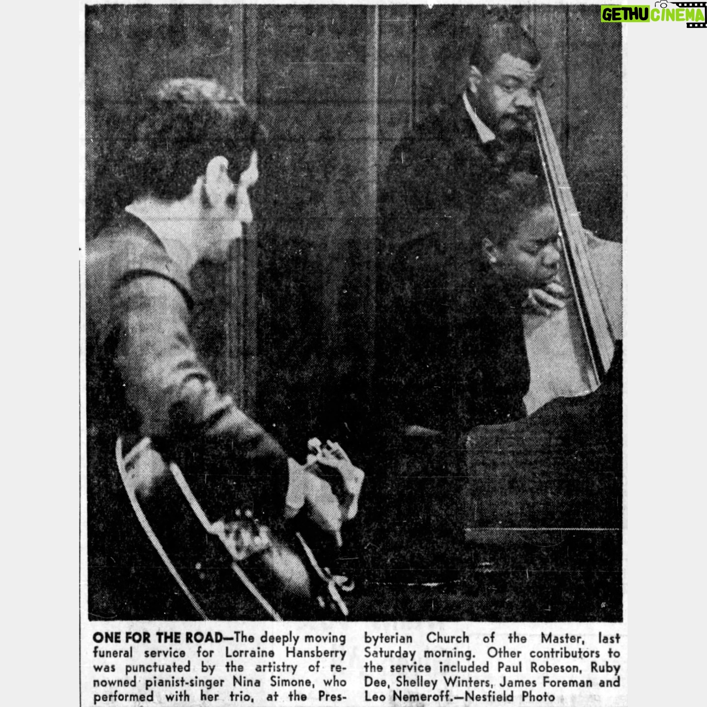 Nina Simone Instagram - On January 16th, 1965, Nina Simone attended and performed at the funeral service for her dear friend, Lorraine Hansberry. The service was held at the Presbyterian Church of the Master in Harlem. Lorraine's work inspired Nina and Weldon Irvine to pen the song, "To Be Young, Gifted, and Black."