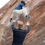 Nina Williams Instagram – Vegas thus far. The gang tryin hard, falling off, getting back on again. #bouldering

📸 9 @jordi.llauvi 

@thenorthface_climb 
@scarpana 
@organicclimbing 🙌🏼