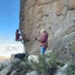 Nina Williams Instagram - Another shot of The Air Up There & more vibe photos from my second half of Bishop. New boulders, spring blooms, garden parties, Charlie in the Milks, and… Olivia Rodrigo?? 🤍🎶 Always finding excuses to stick around this magical place. But now it’s back to Colorado 🏔️ Stoked for some home routine. See ya later Bish! Pic 1 @cody.kaemmerlen Pic 5 & 9 @eric_fallecker @thenorthface @thenorthface_climb @organicclimbing @scarpa_world #climbing #bouldering #buttermilks