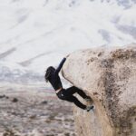 Nina Williams Instagram - Swipe ➡️ for some classic gravelling on Grovel Roof. An old-school Bishop line worth wrapping your legs around! 📸 @natestutz In @thenorthface_climb Soukuu Fleece Pants 😍 #climbing #bouldering