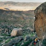 Nina Williams Instagram - The Air Up There (V7) - a life lister I never got around to in the colder months, but with spring blooms new inspiration. Dialed in beta on a rope before returning with pads. Challenge level ☑️ within my range, body aligned with mind. Heart 🤍 full with friend support. A pretty perfect evening all around. @eric_fallecker 📸🙏🏼 @quinault @kmcgrew @cody.kaemmerlen 🙌🏼🙌🏼 @andyliu84 ⚙️🪢 @thenorthface_climb ⬜️⬜️ inspired by @lonniekkauk’s sending fit of this line. @organicclimbing 🧿 @scarpa_world 🕷️ #climbing #bouldering #bishopbouldering #buttermilks