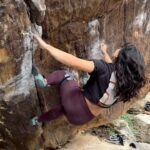 Nina Williams Instagram - Peter & The Wolf (V11) - good holds and kneebar finagling makes this a fun and intricate climb. Not too bad once the body positions fall into place. Squeezed this one in before the rain 🌧️🌧️🌧️ unfortunately forecasted over the next week. Good for the desert 🌵 Not great for sandstone. Cheers to Dylin for the company and his send of Salt Is Salty! I could not muster the gumption for that big move 😂 🙏🏼 to @elliott_lowrank for the 🎥 and peep @alex_puccio89’s beta vid as well! @thenorthface @thenorthface_climb @scarpana @organicclimbing #climbing #bouldering