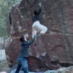 Nina Williams Instagram - Punted off The Grinch Stand, had my version of a mini-wobbler, then sent first go of the day on the third sesh. This climb suited my impinged shoulder because I could pull straight up the vertical face - steep, lateral movements are still a bit painful but it’s getting better every day! Big thanks to my care team: @scottthehut for acupuncture, @dr.hoootenannie & @theclimbclinic for PT, and @latticetraining for flexible programming around my injuries 🙏🏼 🙏🏼 and @jeffjhsu for the spots and project motivation! In classic fashion I had to figure out different beta for myself; felt like solid V11 this way? Stoked to finish off this side projie before heading to LA for @americanalpine’s Annual Benefit Dinner 🥳🥳 Exciting things on the horizon! As always, cheers to the gear that makes it all happen: @thenorthface_climb @scarpa_world @organicclimbing 😊😊 #climbing #bouldering