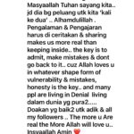 Ning Baizura Instagram - Best Comments and my Respond for the Week.. & The Weak.. Berani kerana Benar .. Telling Truths is the only Key to yr Healthy Mental State of Mind. Judging , on the other Hand is TOXIC. Esp now in this Social Media Millenial World.. Insyaallah Allah loves me & Allah will and has protected me & He has GUIDE me & will be GUIDING me Always.. Alhamdulillah Amin ❤️🙏🏾💜🥰💋 I wish and Pray he will do the same for all of YOU too Aminnn