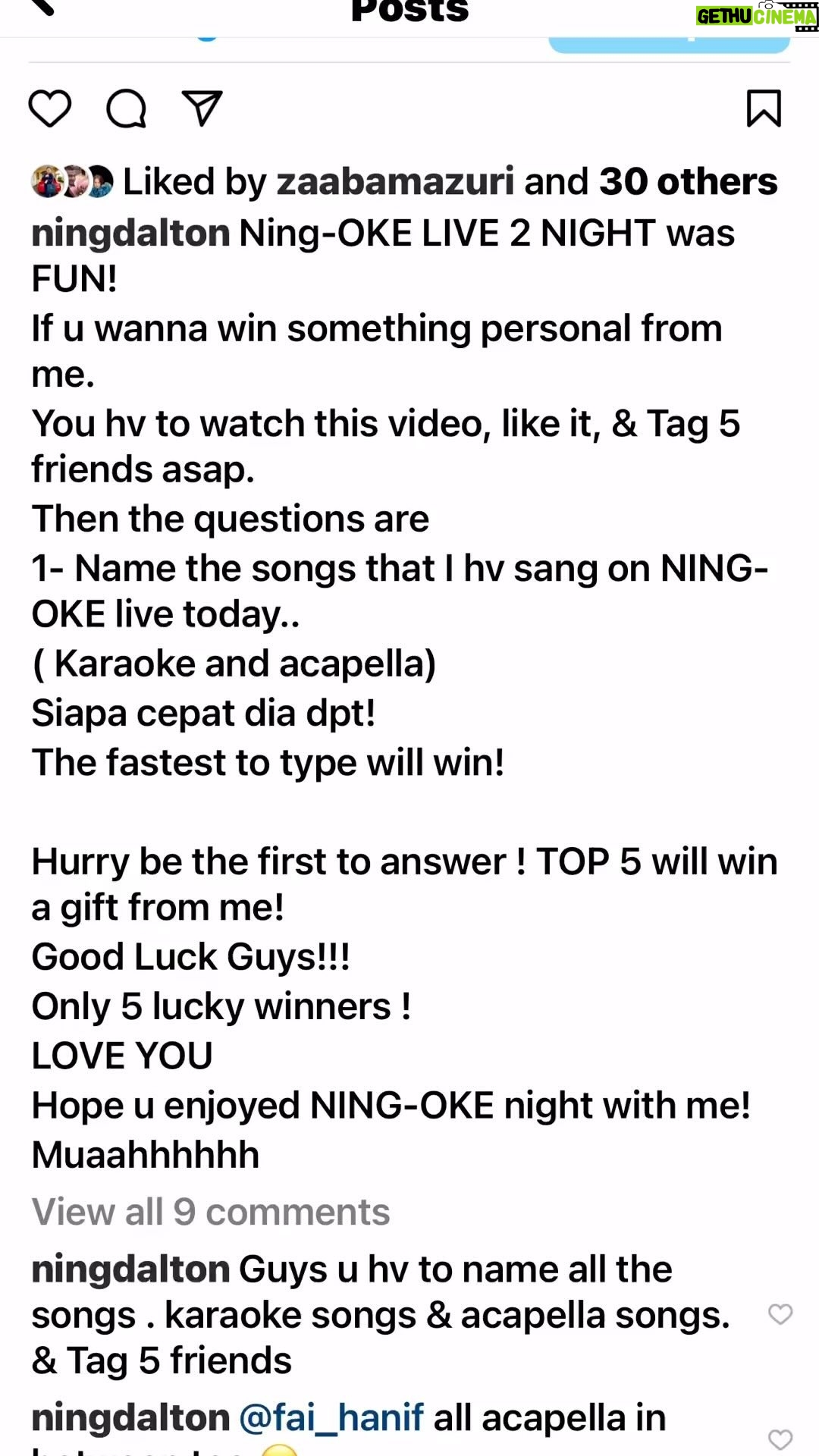 Ning Baizura Instagram - Simple contest if u wanna WIN something from me!!!