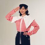 Non Instagram - 大槌サーモンキャンペーンのマリンルック🏖️ このシールのデザインすごく好き お気に入りの撮影だったーー🎣 Styling: @izumimachino Hair&Make up: Shie Kanno #ニッスイ