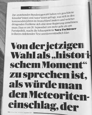 Nora Tschirner Instagram - Endlich mal wieder Rolling Stone. Zwar ohne Band, aber trotzdem in allerbester Gesellschaft. 💛🦒✌🏻