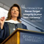 Norah O'Donnell Instagram - In her commencement address at @georgetownuniversity, @NorahODonnell encouraged the graduates at the School of Continuing Studies to always remember “integrity is your best currency.”
