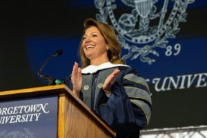 Norah O'Donnell Instagram - Go Hoyas! Congratulations to all the @georgetownuniversity graduates! 

Loved being back on campus to celebrate and was truly honored to be recognized by Georgetown’s School of Continuing Studies @georgetownscs