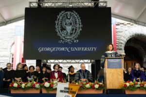 Norah O'Donnell Instagram - Go Hoyas! Congratulations to all the @georgetownuniversity graduates! 

Loved being back on campus to celebrate and was truly honored to be recognized by Georgetown’s School of Continuing Studies @georgetownscs