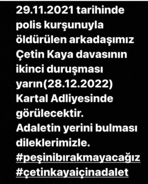 Nur Sürer Instagram - Çetin Kaya için Adalet