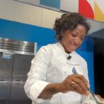 Nyesha Arrington Instagram – FANNNtastic cooking demo for @nationalrestaurantshow today! 
This is my second cooking demo of the week and I really enjoy it 🤗
Spending quality time sharing knowledge and LOVE that the crowd asks a ton of great questions about cooking and life. 
Lots of laughs and joy in the room.. soooO awesome!! I find myself sharing core memories around cooking with my grandma, making soups for my friends when I was a kid and the very palpable, electric feeling of stepping into my first professional kitchen. Thank you allllll- so grateful!🙌🏾
.
.
.
.
#cookingdemo #lamb #panroast #butterbasted #publicspeaking #stage #chefnyesha