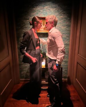 Odette Annable Instagram - Featuring my best friend, my husband and my outfit. Pre-Hit Man Premiere. Congrats @glenpowell! Suit: @estilo_austin @cinqasept