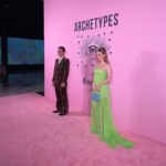 Olivia DeJonge Instagram - @gucci #gucciarchetypes had the most fun in the lime green dress of my dreams 💚💙 thank you!