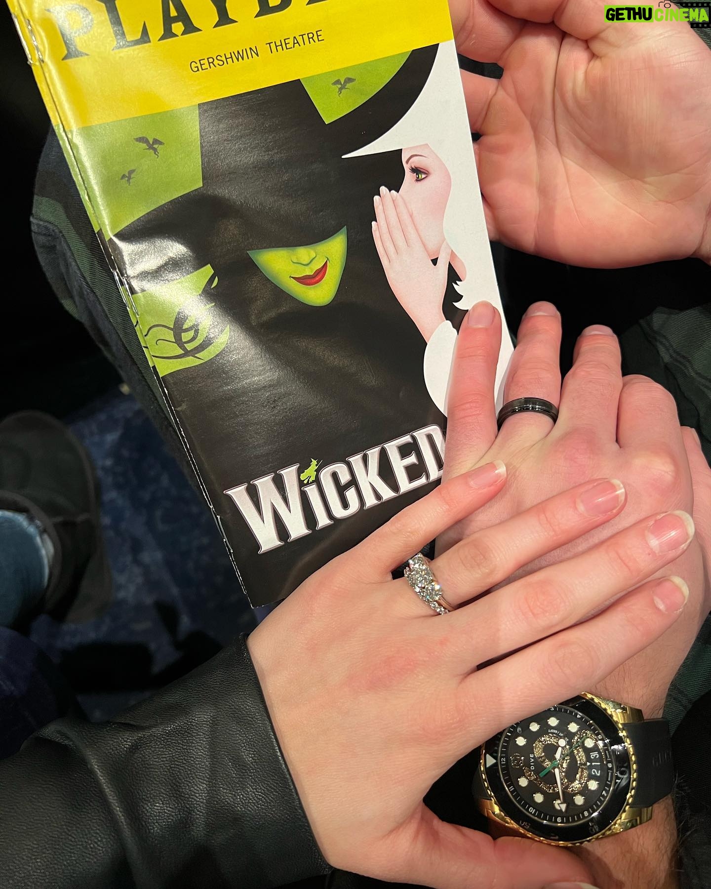 Olivia Kippen Instagram - Happy 2nd anniversary! ♥️ Thank you for surprising me by taking us to see Wicked today, something I’ve always been jealous you’ve seen (twice) before. Can’t wait to see more broadway musicals, take more road-trips singing Disney songs together, and celebrate everything inbetween each anniversary to come. Here’s to many more 🥂 I love you forever. @thekipsabian