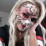 Olivia Kippen Instagram - Late little #Fridaythe13th makeup look. #jasonvorhees #HalloweenMakeup #spookyseason #spookyszn #halloween #lover #husband #fyp #ihatehashtags also why does my new camera SUCK at focusing.