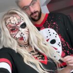 Olivia Kippen Instagram - Late little #Fridaythe13th makeup look. #jasonvorhees #HalloweenMakeup #spookyseason #spookyszn #halloween #lover #husband #fyp #ihatehashtags also why does my new camera SUCK at focusing.