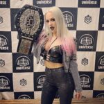 Olivia Kippen Instagram - Moments prior to losing the 24hours Ironman Campion belt to my husband!?!! @ddt_prowrestling thank you for having us, until next time 📞🖤 watch #wrestleuniverse