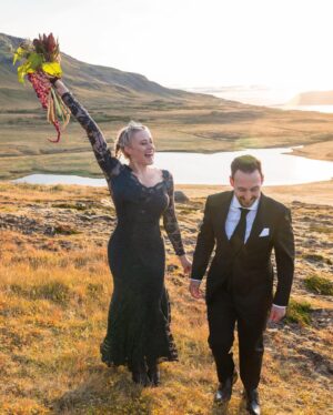 Olivia Taylor Dudley Instagram - SURPRISE!!!✨2023 is the year we got married! In September Elie proposed to me in the garden of my favorite museum in Paris, then surprised me with the most romantic wedding in ICELAND a week later! After Paris we traveled to Berlin for 5 days where I found a dress, a magical crown, and we planned the last few details. He knows that I hate planning, so a week was perfect. Since I was a young girl I’ve dreamt of going to Iceland (#bjork ) and Elie made that dream come true. Our siblings @madisonreeddudley and @mischasmolkin and @kyrasmolkin flew out to surprise me and we had the most beautiful ceremony on a mountain top at sunset with just the 5 of us. It was the best day of my life. I know people always say that, but my wedding day was full of finding wild Icelandic ponies followed by a sunset wedding where I walked down the aisle (mountain) to my favorite song from Eternal Sunshine followed by northern lights under a full moon by a fire. I’m the happiest Bjork loving, pony obsessed fairy princess bride ever 🤍 Beautiful pictures by @owenfiene and many many more pics to come! #iceland #icelandwedding #love