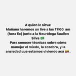 Pamela Sambrano Instagram - Desde el Martes, me he preguntado cómo aportar desde mi metro cuadrado, cómo ayudar en algo y surgió esto. Uds saben que siempre hablo de la importancia de la salud mental y la gestión de emociones, por eso, en estos momentos es cuando una ayudadita nos viene bien. Este live es junto a una persona que respeto mucho. Sé que tiene mucho conocimiento para brindarnos en estos momentos. A mi me ha dado mucho, y ella no lo sabe. Les cuento más en mis historias. En todo caso; quizás tú estás bien, pero algún familiar o amigo, no. Énviales este post para que se sumen mañana y puedan hacer sus propias preguntas.