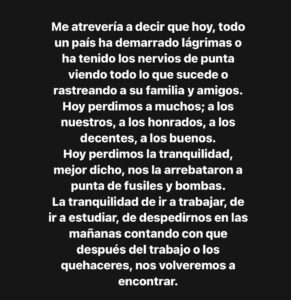 Pamela Sambrano Instagram - A 9 días del mes de Enero, a 9 nueve días de empezar el año, el que debía ser nuestro año…