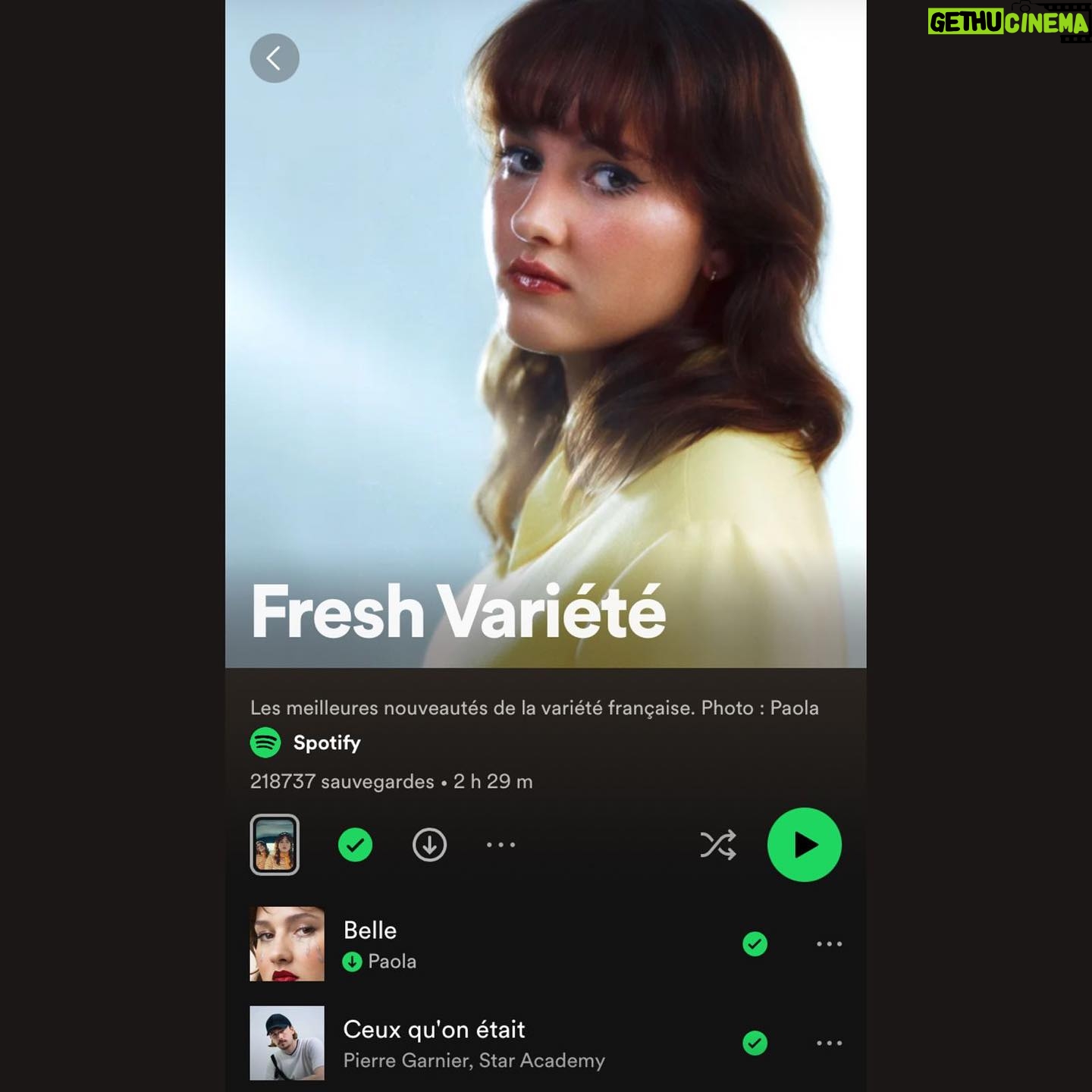 Paola Perrin - 6.8K Likes - Pincez-moi je rêve ? 🫣 Une semaine après la sortie de Belle je me retrouve en couverture de la playlist Fresh Variété 🥲
Merci à vous c’est en grande partie grâce à la force que vous donnez à Belle 🧡 Et évidemment un grand merci à @spotifyfrance !! 🙏🏼
@gabrielleriouah 📸