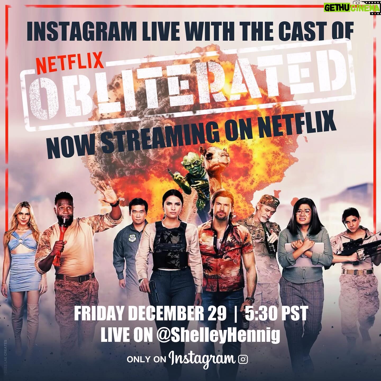 Paola Lázaro Instagram - See you Tonight LIVE with the cast of #Obliterated for an Instagram live @5:30pm PT / 7:30pm CT on @shelleyhennig ‘s live ❤️🔥 🔥 ❤️🔥