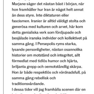 Parisa Amiri Instagram - Protestbibeln Persepolis! Så tacksam för att @vilaser uppmärksammat nyutgåvan av Satrapis banbrytande, modiga serieroman speciellt i de här tiderna, en vass, unik röst i skuggan av islamiska revolutionen i Iran. 

Bläddra för texten om dess betydelse med ett FÅTAL favoritrutor, om kontrollens idioti och hur rädsla tystar och göder förtryck.

Rent obligatorisk bok (och film), om kampen för att bevara identiteten och hur proteströrelsen i Iran ALLTID gjort motstånd, vare sig högljutt på gatorna eller genom civil olydnad. Läs för att nyansera bilden av folket och livet i diktaturen och för att bli uppmärksam på hur ofrihet växer fram. Och det egna ansvaret.  @galago_forlag