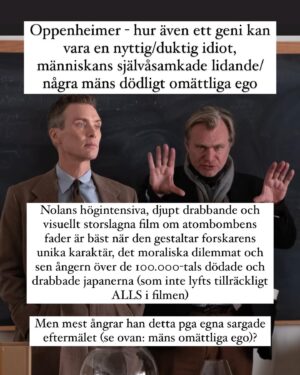 Parisa Amiri Instagram - Barbenheimer! Nyttiga idioter och idiotiskt nyttigt - farliga män och fostrande kvinnor! ”Ledig” men här, kortfattade tankar om filmerna som gett oss biofilmens återkomst (för er, jag var kvar) - vad tyckte N I? Ses på bio!