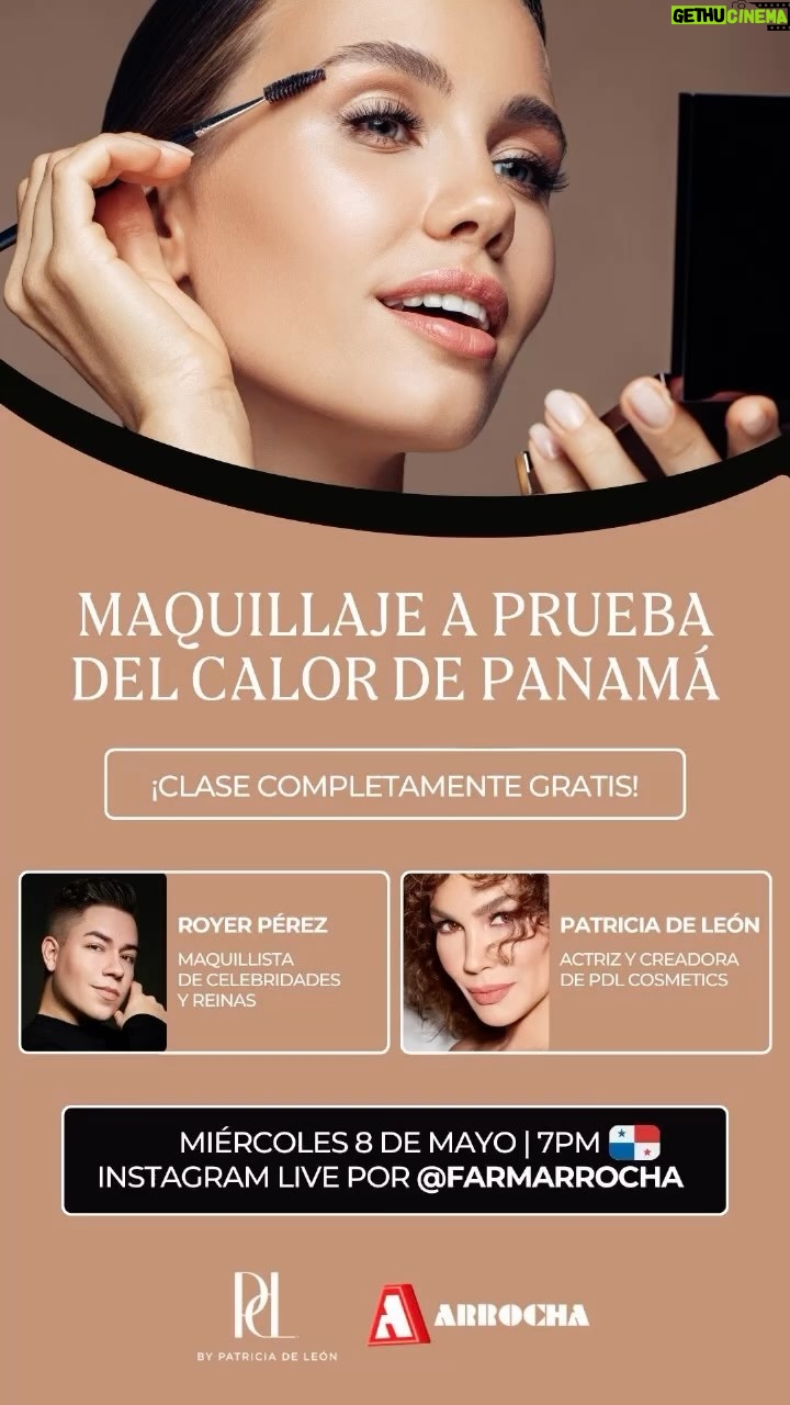 Patricia De Leon Instagram - Quieres aprender de una manera rápida y fácil a maquillarte a prueba de sudor??? Nos vemos este MIÉRCOLES 8 de MAYO a las 7 pm por la cuenta de @farmarrocha . Estaremos obsequiando un regalo durante el LIVE! . No te lo pierdas! #panama #maquilajeapruebadeaguaysudor #pdlcosmetics #royerperez #patriciadeleon 🇵🇦🇵🇦🇵🇦