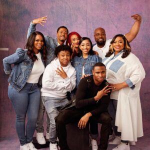 Patricia Williams Instagram - #FlashbackFriday The process. ✨ We had so much fun at #TheMsPatShow promo shoot day! Vibin’ with my tv family. Check my stories for more fun moments! ❤️ Season 4 is streaming now on @betplus! 

Shoutout to @amacieforever for this cool portrait we got for wrap this year! ❤️