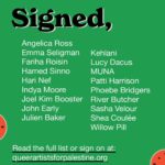 Patti Harrison Instagram - I’ve joined other queer artists in signing this letter in support of a permanent ceasefire in Gaza- read the full letter at queerartistsforpalestine.org ❤️