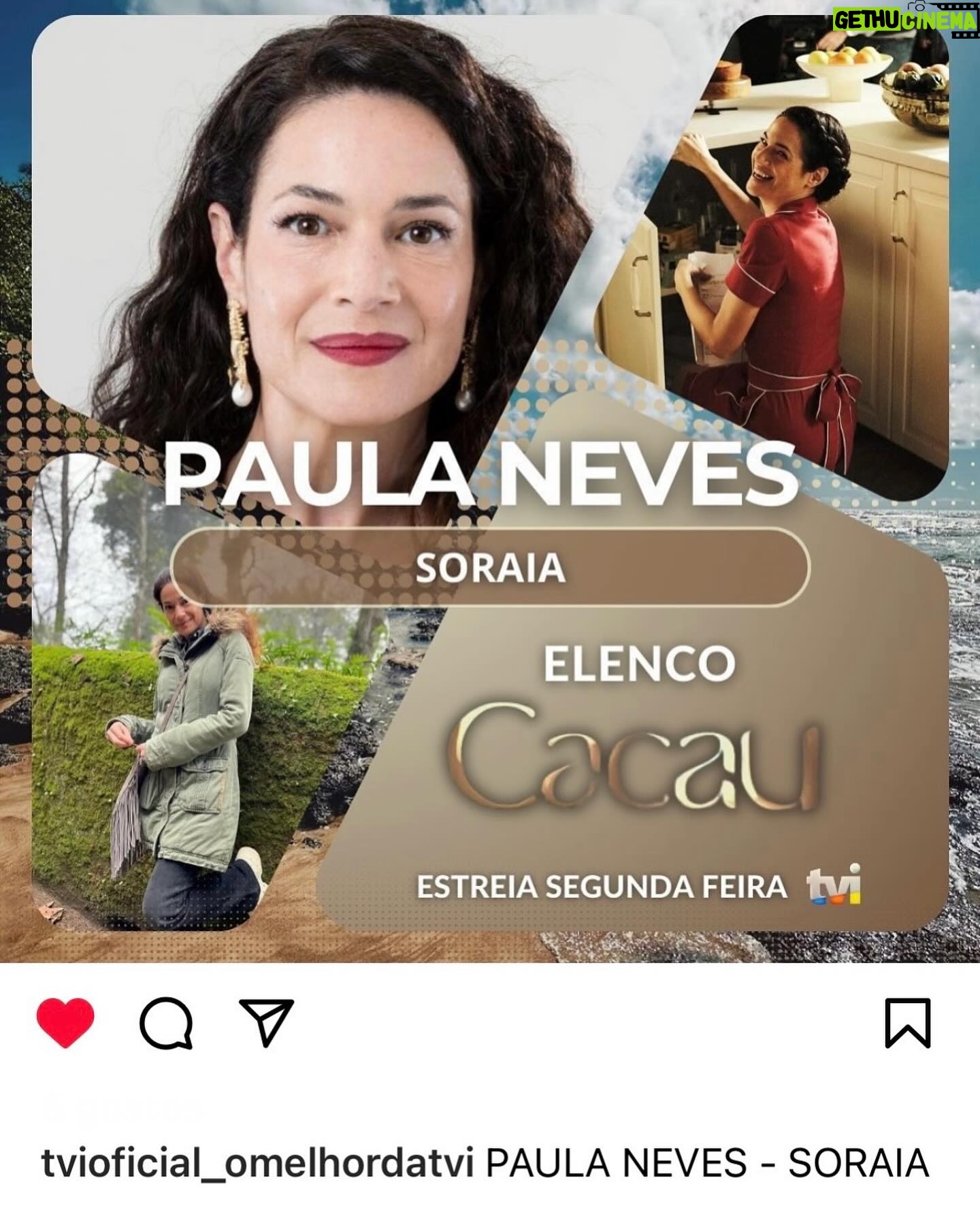 Paula Neves Instagram - Estreia já na segunda-feira na TVI! Que emoção! A novela esta linda e estou ansiosa para que vejam :)