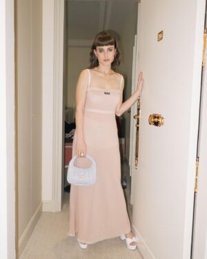 Pauline Chalamet Instagram - ready in reverse 
@miumiu @harpersbazaarus 
#miumiufw23