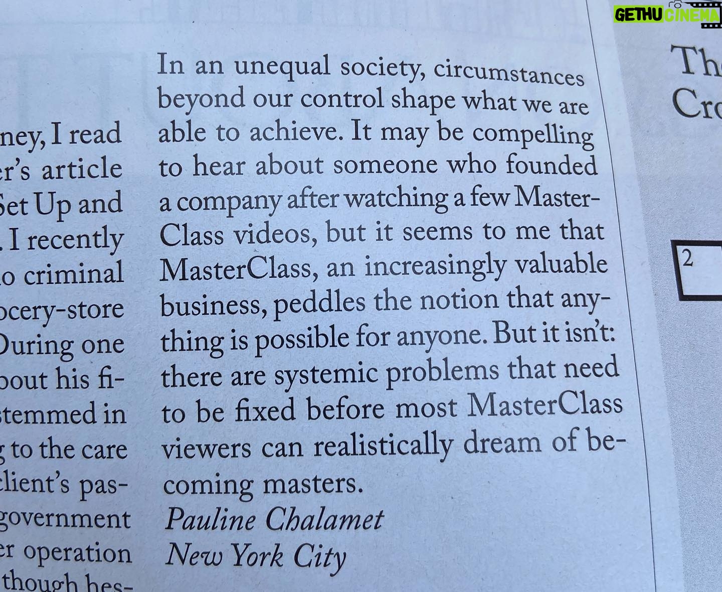 Pauline Chalamet Instagram - i am probably the only person who thinks a letter to the editor is worth posting on instagram.