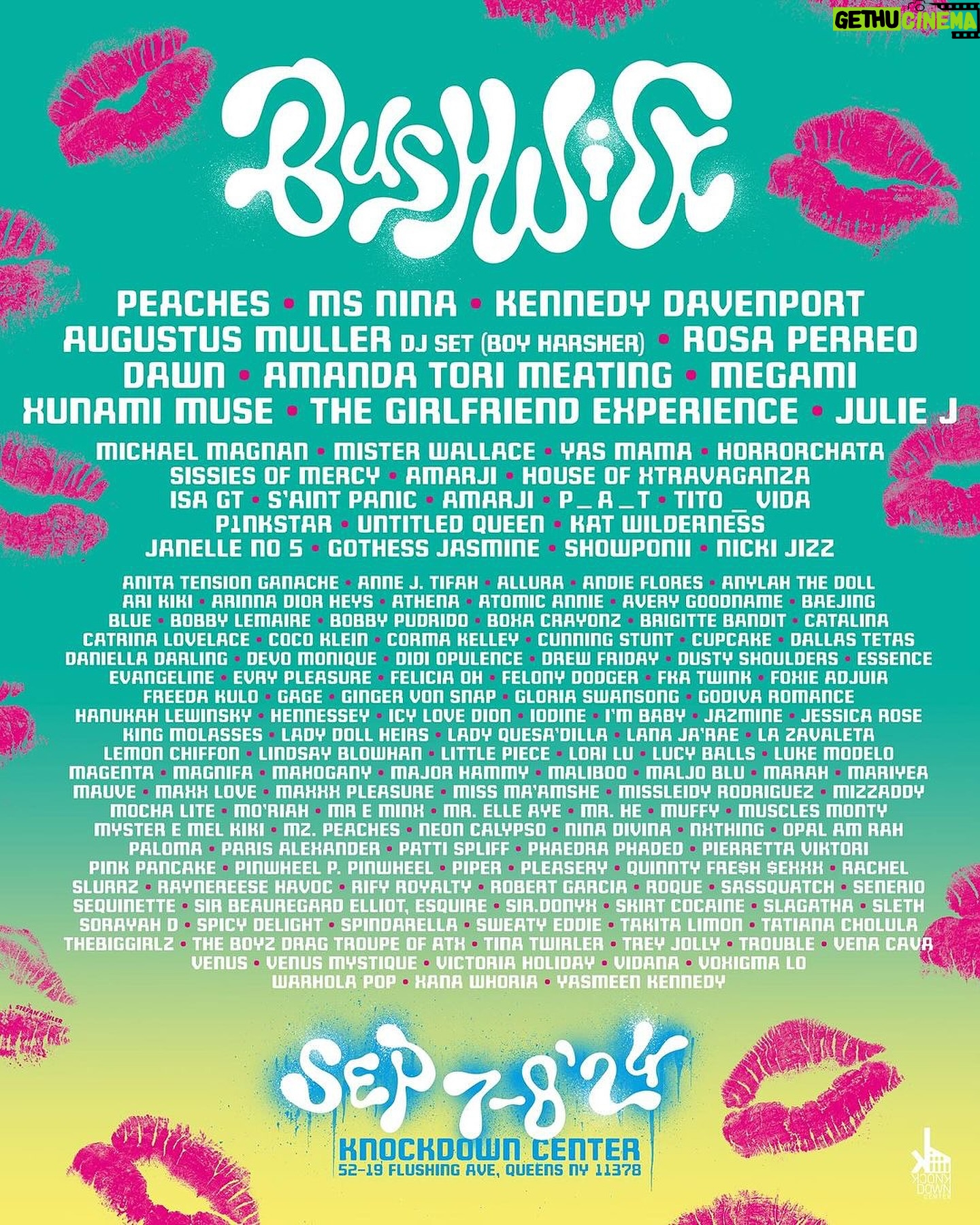 Peaches Instagram - NYC!!! ✨🌈 @bushwig • SEPT 7-8 The largest international drag, art, and music festival of love at @knockdowncenter ✨ 🎟️ on sale now at bushwig.com Art by @stefanfaehler