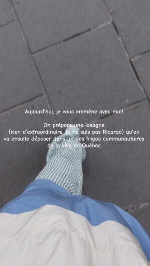 Pézie Beaudin Instagram - Après les fêtes, je m'étais promis d'aller au moins une fois par semaine déposer de la nourriture dans les frigos communautaires de la ville de Québec. Pour être honnête, dans le dernier mois, je n'y suis pas allée une seule fois. Pas une seule! 
Je recommence aujourd'hui! 💛