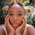 Phoebe Robinson Instagram - Hey, heauxes! I’m moisturized, minding my business, and drinking my green juice! 📸: @valentinatakespics Hair: @sabsthegoodgirl Makeup: @alanapalaumakeup Styling: @elenalark assisted by @kitoogarcia @iamnot_shialabeouf @mia_navarro_ Top: @sandyliang Earrings: @lauraestradajewelry Ring: @jenniferfisherjewelry