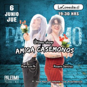Piare Instagram - Así nos veíamos cuando nos conocimos el invierno del 2018, inmediatamente nos encontramos afines y no nos separamos más.

Nuestro primer show se llamaba “Pez sin bicicleta” luego fue “Amiga sepárate” y esta saga se termina hoy en @palermoteatrobar con el último “Amiga casémonos” 

No te lo puedes perder! 

Las entradas están en @lacomedia.cl
