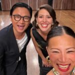 Poh Ling Yeow Instagram - Always a joy and privilege to hang with this guy @lukenguyencooks . It got pretty interesting when he visited last 🍆 🐂 🍜 🤓. I wonder what he has in store for us this time!? TONIGHT @masterchefau we unfortunately lose somebody. Tune in 7.30pm @channel10au @10playau . Dress @alemais.official Stylist @charmainedepasquale_stylist Earrings @lovisajewellery MU & Hair :Me