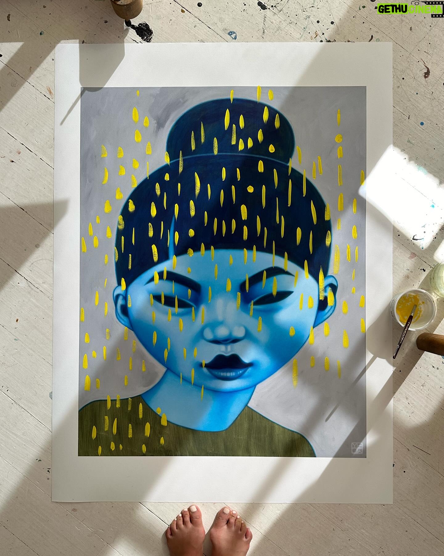 Poh Ling Yeow Instagram - Here they are ….. Only 5 of these 1 off hand embellished prints. All pieces are 90x70cm. The works appear in the order below. All prints are giclee on archival quality 310gsm Ilford cotton artist textured paper, hand-signed & numbered 1/1. Please contact matt@agentforpoh.net or tap the email contact above on my IG profile page👆for the price list. To look at other prints and original paintings please hit the artbypoh link in my bio. Please keep an eye on this post for availability of pieces. Sold works will be updated below. 1. Rain - SOLD 2. Cumulus - SOLD 3. Willow 4. Glade - SOLD 5. Thunder #artbypoh #pohart #oainter #artist #australianartist