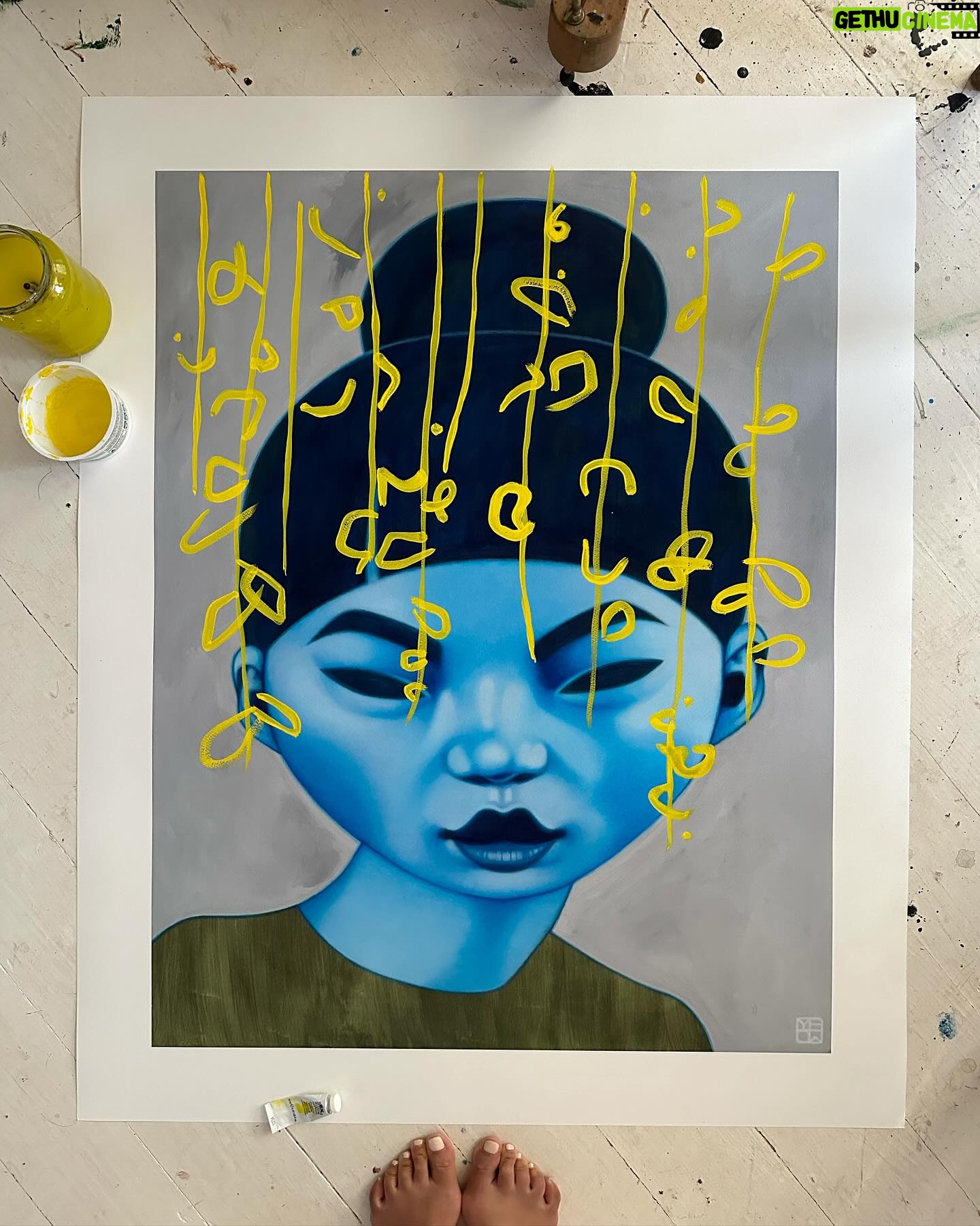 Poh Ling Yeow Instagram - Here they are ….. Only 5 of these 1 off hand embellished prints. All pieces are 90x70cm. The works appear in the order below. All prints are giclee on archival quality 310gsm Ilford cotton artist textured paper, hand-signed & numbered 1/1. Please contact matt@agentforpoh.net or tap the email contact above on my IG profile page👆for the price list. To look at other prints and original paintings please hit the artbypoh link in my bio. Please keep an eye on this post for availability of pieces. Sold works will be updated below. 1. Rain - SOLD 2. Cumulus - SOLD 3. Willow 4. Glade - SOLD 5. Thunder #artbypoh #pohart #oainter #artist #australianartist