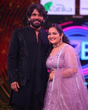 Pooja Murthy Instagram - Manifesting is real🤞🏻 With Manmathudu himself 😍 Fan girl moment 🥰 Happy for dis opportunity thank u @starmaa 

Pc: @riteshnikamphotography 
Outfit: @sravani_desu 
Jewellery: @emmadi_silver_jewellery_hyd 

#starmaa #biggboss #biggbossseason7 #biggbossseason7telugu