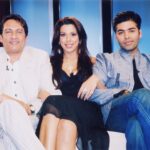 Pooja Bedi Instagram - Starting my throwback series with a photograph on the sets of my talk show JUST POOJA on Zoom, with two amazing men who have really made me/ us all laugh, think and be thoroughly entertained over the past couple of decades. @karanjohar @shekhusuman Laughter is truly what bonds and unites us. It's said that Humour is tragedy in hindsight, and also said that laughter is the best medicine. It's important to know the difference at laughing WITH someone v/s laughing AT someone. One is about sharing joy, the other is about ego and false sense of superiority. In this "politically correct" era, gone are the days when we could harmlessly tease and joke about communities, ethnicities, diversity, peculiarities and even all genders. yes, back then there was no ill intention to hurt anyone with jokes, it was a celebration of pecularities. I feel intention is key. And the greatest ability is the ability to laugh at oneself. My mom always said, "if the world laughs at you, laugh right back because it's just as wonderful and strange as you are. May we all wake up with a smile, have moments when we laugh till our stomachs hurt and find innummerable ways to make others laugh as well. jewellery courtesy at the time was @anmoljewellers @ishudat